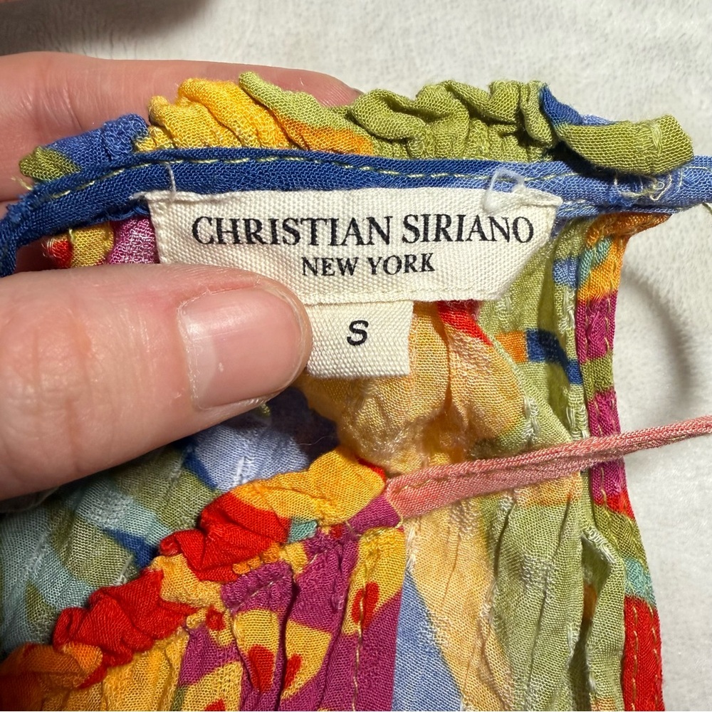 Christian Siriano Tropical Print Halter Tank Top S Multicolor Rayon Resort - Picture 3 of 8